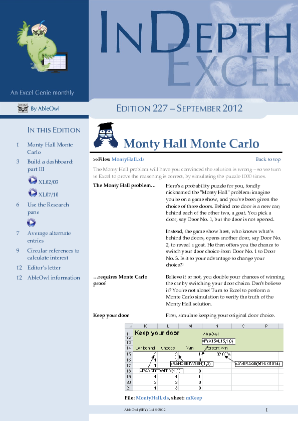 In-Depth Excel monthly